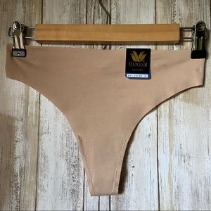 Wacoal Beyond Naked Cotton Blend Thong Panty X-Large Nude NWT